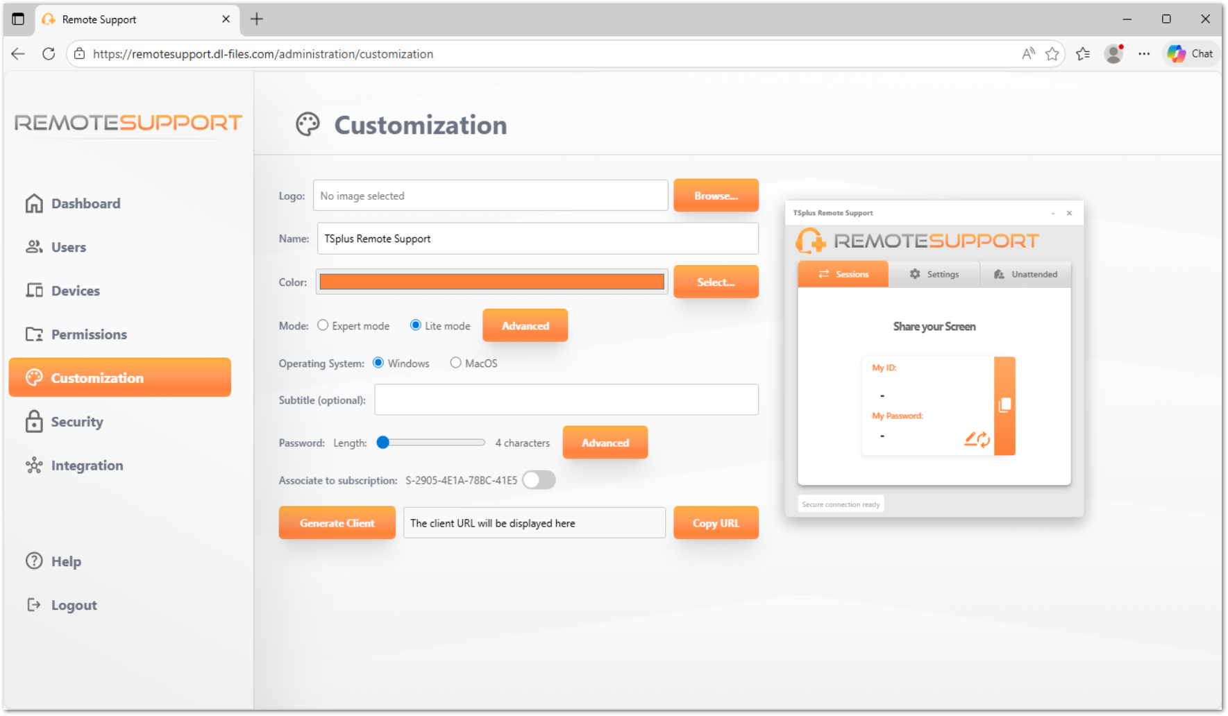 Customization Interface