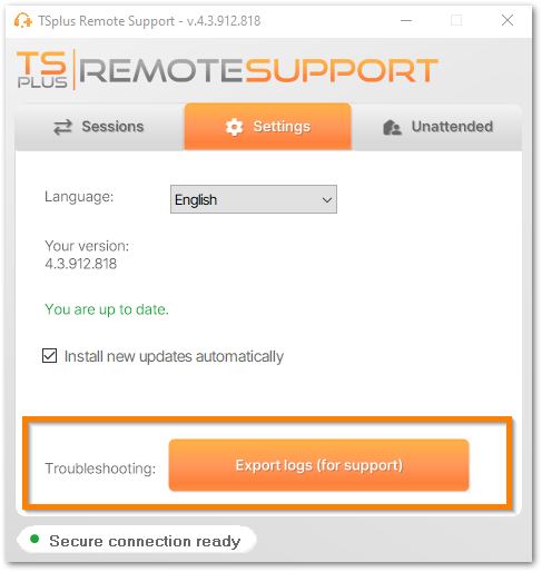 TSplus Remote Support logs