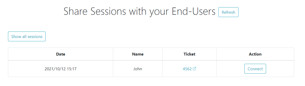 Available sessions table