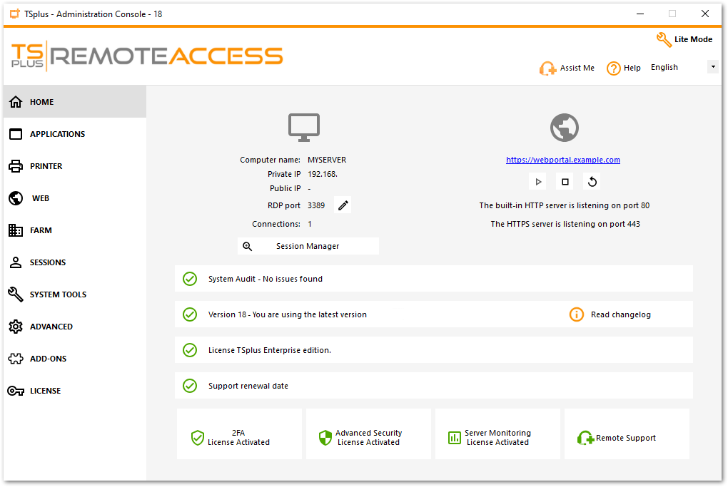 Admin Tool Home Screen
