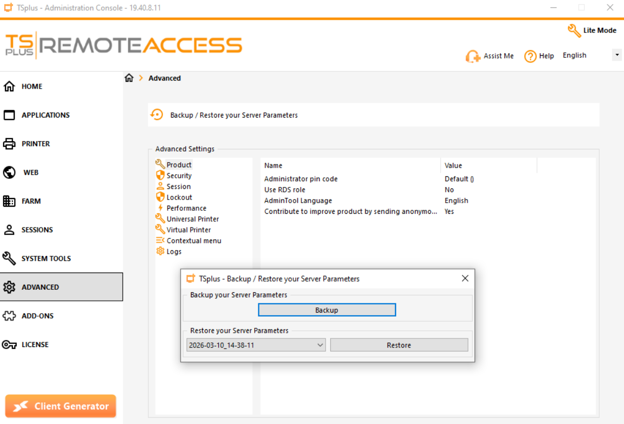 Backup Settings 1